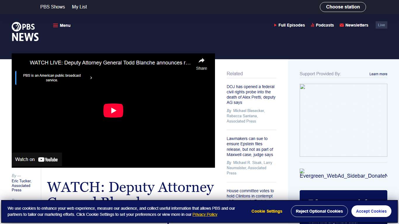 WATCH: Deputy Attorney General Blanche announces latest Epstein release of more than 3 million pages PBS News