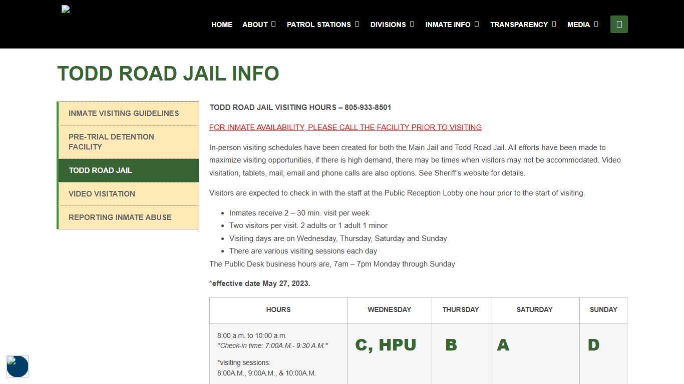 Todd Road Jail Info – Ventura Sheriff Official Website